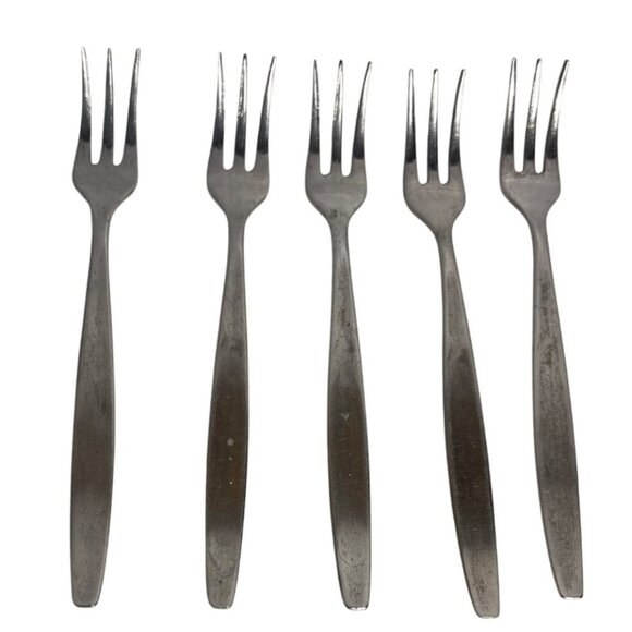 Set Of 5 Vintage Cocktail Seafood Forks Made In Japan Stainless Steel 5.5" - Picture 1 of 4
